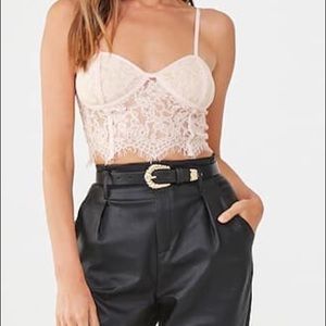 Lace Cropped Cami- Light Pink